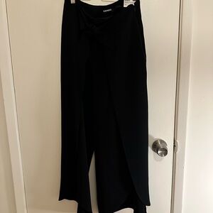 Express Black High-Rise Wrap Front Wide Leg Pants